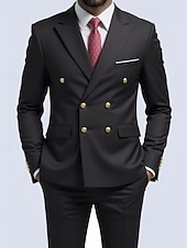 billige Herre Klassiske Blazere-Herre Blazer + kjolebukser Blazer drakter Virksomhet Cocktailfest Bryllupsfest 2 deler Mote Fritid Vår Høst Polyester عادي Lomme Knapper Bekvem Dobbeltkneppet Blazer Blå Mørkegrå Svart Hvit