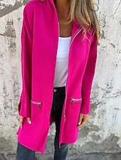 preiswerte Kapuzenjacke-Damen Wintermantel Kapuzenjacke Warm Bequem Reißverschluss Tasche Lässig Einfach Outdoor Urlaub Heim Alltagskleidung Lang Mit Kapuze Normale Passform Langarm Oberbekleidung Schwarz Rote Kamel Herbst