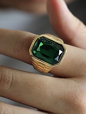 abordables Joyas para hombres-Anillo de titanio para hombre con gema grande de color – disponible en varios colores, diseño elegante para ocasiones informales y formales