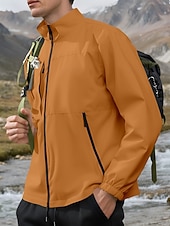 abordables chaqueta deportiva-Hombre Chaqueta al aire libre Chaqueta para senderismo Vacaciones Diario Resistente al Viento Mantiene abrigado Bolsillo Otoño Invierno Plano Moda Clásico Escote Chino Regular Amarillo Claro Negro