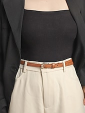 baratos Cinto Feminino-Mulheres Preto Marron Café Couro Ecológico Liga Elegante Vintage Moda Verão Primavera Outono