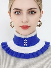 abordables Bufandas de mujer-Cuello de punto navideño para mujer, suave y acogedor, con volantes, disponible en varios colores. Ideal para el invierno y las fiestas.