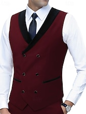 Χαμηλού Κόστους Ανδρικό γιλέκο-Ανδρικά Veste Γιλέκο Gilet Επιχείρηση Διακοπές Πάρτι Μοντέρνα Καθημερινό Άνοιξη Φθινόπωρο Τσέπη Κουμπιά Πολυεστέρας Άνετο Σκέτο Σταυρωτό Λαιμόκοψη V Κανονικό Θαλασσί Μαύρο Λευκό Ρουμπίνι Γιλέκο