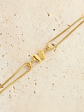baratos Pulseira Feminina-Pulseira de tornozelo feminina em aço inoxidável com estampa de borboleta – disponível em dourado e prateado, design elegante em corrente com detalhes em formato de coração, perfeita para ocasiões casuais e noturnas.
