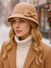 voordelige Dameshoeden-Polyester clochehoed voor dames met strik, elegant en stijlvol, verkrijgbaar in meerdere kleuren, perfect voor casual en formele gelegenheden