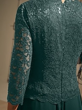 voordelige Chiffon Jurken-Dames Maxi-jurk Chiffon jurk Elegant Bruiloft gast Avond Feest Normale pasvorm Effen Kleur 3/4 mouw Strakke ronde hals Smaragdgroen Lente Herfst Winter