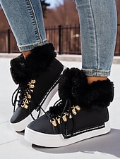 Недорогие Женские кроссовки-женские красные кеды из искусственного меха — тёплая зимняя обувь на шнуровке с мягкой подкладкой, повседневная рождественская обувь для отдыха на природе и уличного стиля