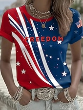 cheap Art&amp;Design tee-Women's T Shirt Print Vintage Fashion Stylish Short Sleeve Crew Neck Regular Tops Daily Weekend Blue Fall Winter