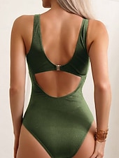 Недорогие Монокини-Женский купальник в одном целом стройнящий с рюшами монокини контроль живота высокая талия стройный без спины для отпуска пляжная одежда однотонный V-образный вырез без рукавов