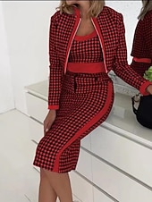 levne Pruhované a geometrické šaty-Dámské Sada šatů Plášťové šaty Elegantní Pepito Tisk Midi šaty Dlouhý rukáv Tričkový Kancelář Párty Vodní modrá Černá Světlá růžová Jaro Podzim Běžný