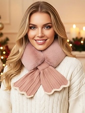 preiswerte Schals für Damen-Weihnachtsschal aus Kunstpelz für Damen – weich und kuschelig, in verschiedenen Farben erhältlich, stilvolles Winteraccessoire für Weihnachtsfeiern, Veranstaltungen im Freien und kaltes Wetter