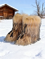 economico Stivali di neve e inverno-stivali invernali da donna in pelliccia sintetica: eleganti dettagli con nappe, stivali da neve caldi e comodi, perfetti per il freddo, per l'abbigliamento casual e per l'outdoor
