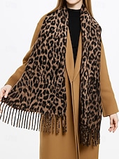 levne Dámské šátky-Dámská šála s leopardím vzorem – měkká a pohodlná polyesterová tkanina, dostupná v několika barvách, ideální pro běžné nošení i v zimě.