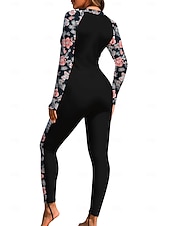 billige One Pieces Rash Guards-Dame Rash-guard Helkroppsutslett Surfedrakt i ett stykke UV Solbeskyttelse Full Dekning UPF50+ Langermet Heldekkende Badetøy Kroppsdrakt Badedrakt Ta igjen glidelåsen med innebygd BH Forside Glidelås