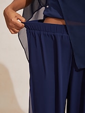  Per donna Pantaloni a Gamba Larga Pantaloni Lunghezza intera Chiffon Micro-elastico Elegante Vacanza Casa Streetwear Casuale Blu scuro Primavera Autunno Interstagionale XS S M