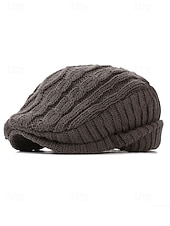 baratos Chapéus Masculinos-Gorro de tricô masculino – forrado com lã para maior aquecimento, diversas cores, design elegante em tricô trançado para atividades ao ar livre no inverno.