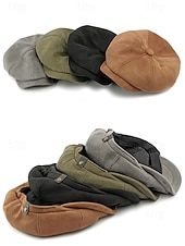 levne Pánské klobouky-Pánská polyesterová plochá čepice - více barev, stylový design, ideální pro běžné i formální nošení, pohodlný střih pro všechna roční období