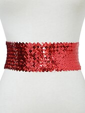 Χαμηλού Κόστους Γυναικεία ζώνη-Γυναικεία χριστουγεννιάτικη ζώνη με γκλίτερ και ελαστικές πούλιες, ελαστική και άνετη, διαθέσιμη σε πολλά χρώματα – τέλειο αξεσουάρ για τις γιορτές