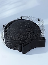 Недорогие Рождественские аксессуары-женская рождественская шапка из искусственной шерсти, с бантом и сеткой, несколько цветов для праздничных мероприятий, идеально подходит для торжеств и зимней моды