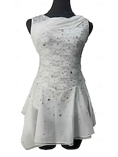 economico Abiti da Pattinaggio Artistico-Abito da pattinaggio artistico Per donna Ragazze Pattinaggio sul ghiaccio Vestito Bianco Patchwork Schiena aperta Rete Spandex Elasticizzato Allenamento Professionale Competizione Vestiti da