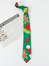 preiswerte Krawatten &amp;amp; Fliegen für Herren-Weihnachtskrawatte für Herren aus Polyester mit Weihnachtsmann-, Schneemann- und weihnachtlichen Motiven – festliche, verstellbare Fliege für Weihnachtsfeiern und festliche Anlässe
