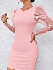 cheap Plain Dress-Women's Mini Dress Sheath Dress Modern Outdoor Vacation Going out Regular Fit Plain Long Sleeve Crew Neck Black White Pink Light Blue Spring Fall