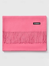 ieftine Accesorii de Crăciun-Eșarfă de Crăciun pentru femei, cu aspect de cașmir, șal de iarnă moale din imitație de cașmir cu ciucuri, eșarfă caldă de culoare uni pentru sărbători, exterior și purtare zilnică