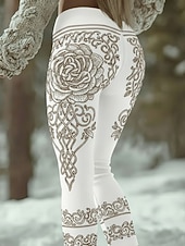  Damen Leggings Gemütliche Leggings Urlaub Vintage Ethno-Stil Volle Länge Hohe Taille Grafik Baum Drucken Bequem Dehnbar Lässig Täglich Urlaub Braun / Weiß Weiß Braun Grün Frühling Herbst Schmale