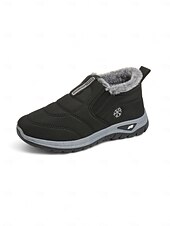 economico Sneakers da donna-Sneakers invernali da donna in caldo pile foderate in bordeaux - comode scarpe da esterno comode e impermeabili slip-on per il freddo e i viaggi di Natale