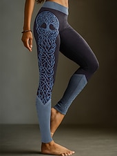 levne Viking tisk-Legíny Viking Boho pro ženy vintage etnický styl plná délka vysoký pas grafika abstraktní 3D tisk rychlé schnutí prodyšné měkké elastické formální dovolená růžové léto jaro podzim zima regular fit