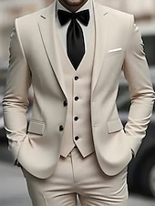 Χαμηλού Κόστους Ανδρικά Κλασικά Σακάκια-Ανδρικά Σακάκι+Γιλέκο+Παντελόνι Μπλέιζερ Στολές Επιχείρηση Κοκτέιλ Πάρτι Γαμήλιο Πάρτι 3 Κομμάτια Μοντέρνα Καθημερινό Άνοιξη Φθινόπωρο Πολυεστέρας Σκέτο Τσέπη Κουμπιά Άνετο Σταυρωτό Χρωματιστή ζακέτα