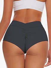 preiswerte Bikini-Höschen-Damen dehnbare Boxershorts Badeanzug Dehnbare Boxershorts Shorts Hohe Taille Urlaub Strandbekleidung Einfarbiger ärmelloser Badeanzug