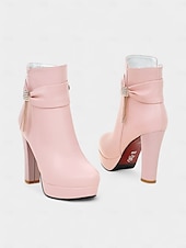 お買い得  プラットフォームブーツ-ラインストーンのディテールが施されたレディースのブラックアンクルブーツ。フォーマルなシーン、パーティー、夜のお出かけにぴったりのシックなイブニングスタイルのプラットフォームブーツ。