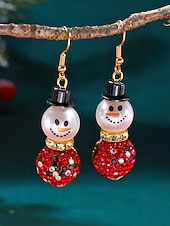olcso Női fülbevaló-női karácsonyi hóember fülbevalók – ötvözet piros, zöld és fehér gyöngyökkel, tökéletesek ünnepi bulikra és ünnepi alkalmakra
