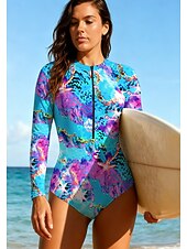 levne Rash guardy One Piece-Dámské Potápěčská kombinéza Plavky Sada plavek Oceán Zapni UPF50+ Rychleschnoucí Lehká váha Dlouhý rukáv Triko na plavání Surfování Plážové Vodní sporty Léto