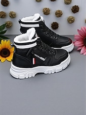 preiswerte Schnee- und Winterstiefel-Weiße, warme Damen-Sneaker mit hohem Schaft und Kunstfellfutter – trendige Winterschuhe mit klobiger Sohle für lässige Outdoor-Aktivitäten