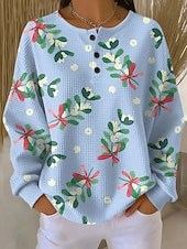 preiswerte Streifen- und geometrische Kapuzenpullover-Damen Pullover Sweatshirt Lässig Langarm Rundhals Normale Oberteile Lässig Ferien Blau Schwarz Rote Leicht Braun Dunkelblau Frühling Herbst