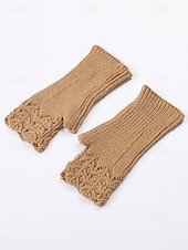 levne Dámské rukavice-Dámské pletené vánoční rukavice – měkký přízový materiál s krajkovým vzorem, dostupné v několika barvách, ideální jako zimní a sváteční dárek