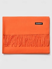 ieftine Accesorii de Crăciun-Eșarfă de Crăciun pentru femei, cu aspect de cașmir, șal de iarnă moale din imitație de cașmir cu ciucuri, eșarfă caldă de culoare uni pentru sărbători, exterior și purtare zilnică