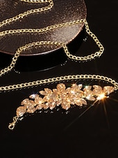 abordables Cinturón de mujer-Cadena de cintura con cristales de estrás para mujer: un accesorio dorado brillante para fiestas elegantes de Año Nuevo y bailes. &amp;eventos de baile formales