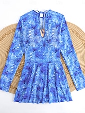 رخيصةأون مايوه قطعة واحدة-بيكيني نسائي قطعة واحدة ملابس السباحة مع تنورة فستان بوهيمي للتحكم في البطن خصر عالي أنيق بلا ظهر إجازة ملابس الشاطئ رسومات هندسية عنق دائري بلا أكمام وأكمام طويلة