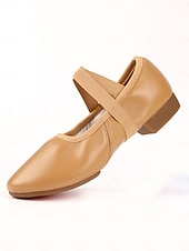 economico Scarpe da ballo allenamento-ballerine da donna in pelle marrone chiaro con cinturini elastici incrociati - scarpe da ballo professionali per ragazze e adolescenti &amp;formazione per adulti