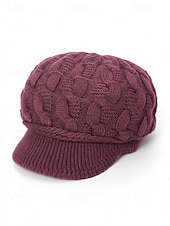 tanie Kapelusze damskie-Damska czapka z dzianiny akrylowej z podszewką z polaru, w wielu kolorach, wygodna i stylowa na święta Bożego Narodzenia i zimowe aktywności