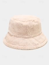 economico Cappelli da donna-Cappello da pescatore natalizio da donna in pelliccia sintetica, morbido e accogliente, disponibile in più colori: regalo perfetto per le feste