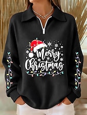 olcso Karácsonyi pulóverek és pulóverek-Női Pulóver pulóver Grafika Karácsonyfa Alkalmi Hosszú ujj Fél cipzár Normál felsők Hétköznapi Sport Szabadság Medence Fekete Arcpír rózsaszín Rubin Lóhere Ősz Tél