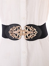 abordables Cinturón de mujer-Cinturón elástico para mujer con hebilla de aleación – elegante material de poliéster, ajuste regulable – perfecto para vestidos, atuendos casuales y formales