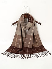 billiga Jultillbehör-herrrutig polyesterhalsduk, mjuk och varm, flera färger, perfekt för vinter- och julklappar