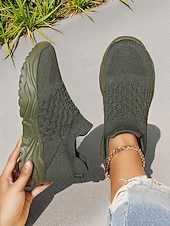 billige Sneakers til kvinner-Knallrøde slip-on-sko til dame med pustende strikk – lette og komfortable joggesko for hverdagsaktiviteter, reiser og uformelle utflukter