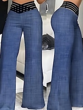 זול רגל רחבה ומותן גבוה-בגדי ריקוד נשים מכנסיים חליפות אופנתי סגנון רחוב עבודה באורך מלא מותניים גבוהים אחיד רגל רחבה חגורה גמישה קומפורט רך נושם מיקרו-אלסטי בָּחוּץ מִשׂרָד רחוב פול כחול נייבי שחור לבן קיץ אביב רגיל