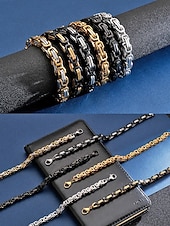 abordables Bijoux pour hommes-Bracelet pour homme en acier inoxydable à maillons bicolore noir et or, design élégant et résistant pour un usage quotidien et les occasions spéciales.